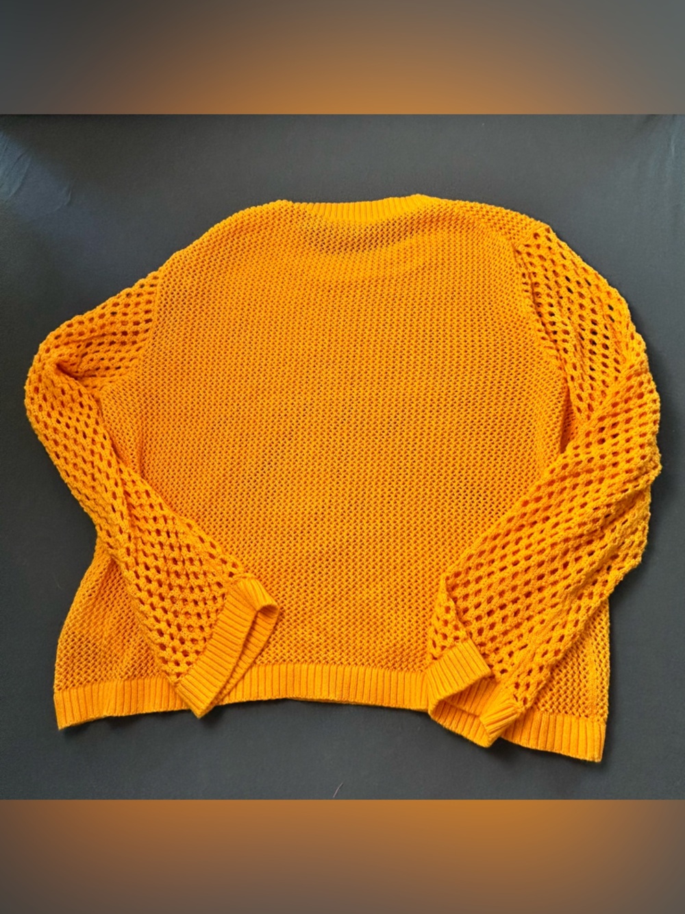 J. Crew Bright yellow/orange Open-Weave Crewneck Sweater (A0116) - Picture 7 of 8
